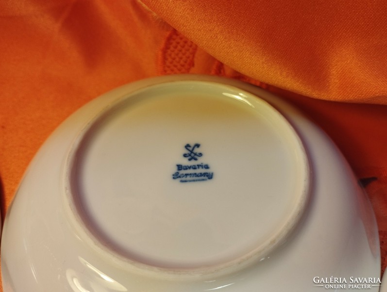 Gyönyörű német hagymamintás porcelán kompótos tál, 6 db