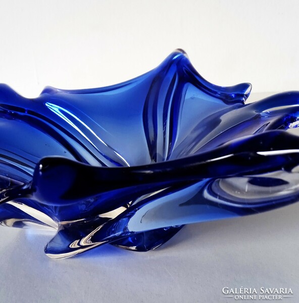 Murano, leaf-shaped, sommerso glass bowl