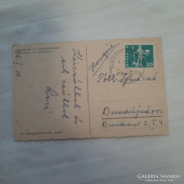 Axensraße am vierwaldstättersee Switzerland postcard with stamp, Zurich postmark 1966