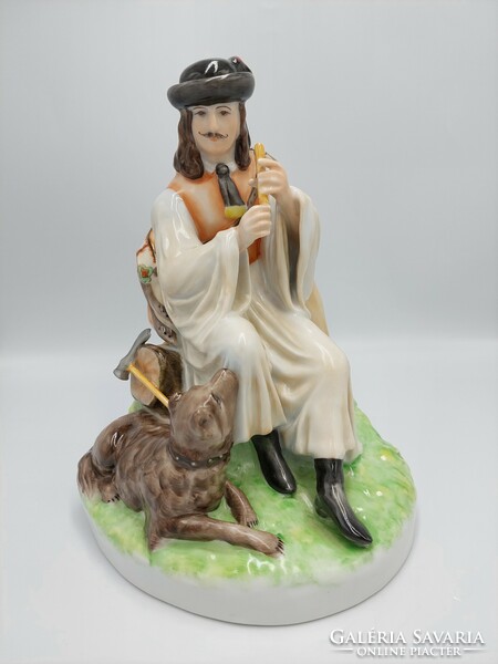 Zsolnay flutisting shepherd with dog