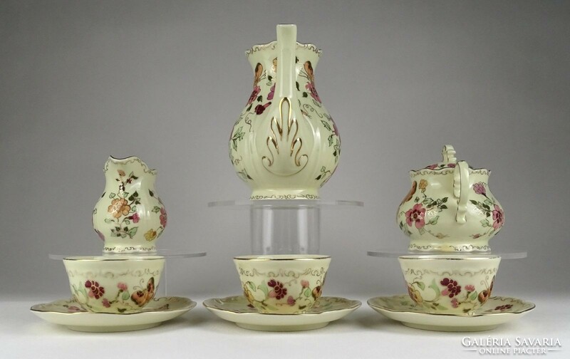 1Q848 butter colored butterfly Zsolnay porcelain coffee set