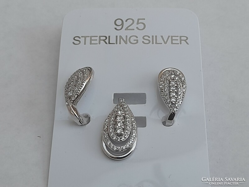 1,-Ft Sosem viselt 925 ezüst sterling fülbevaló és medál szett