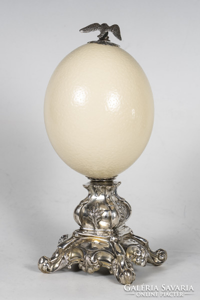 Silver antique Viennese ornament with ostrich egg