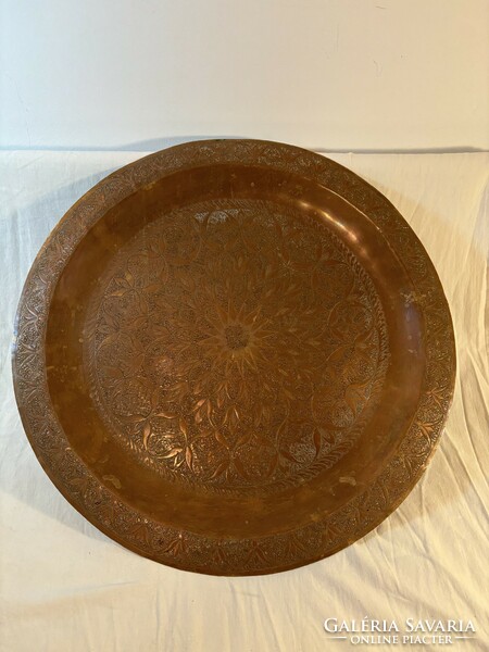 Arabic engraved red copper bowl