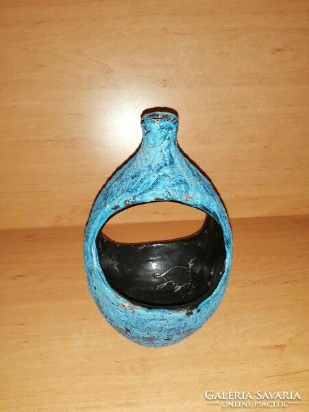 Rare colored Mihály Béla hanging ceramic bowl (sz)