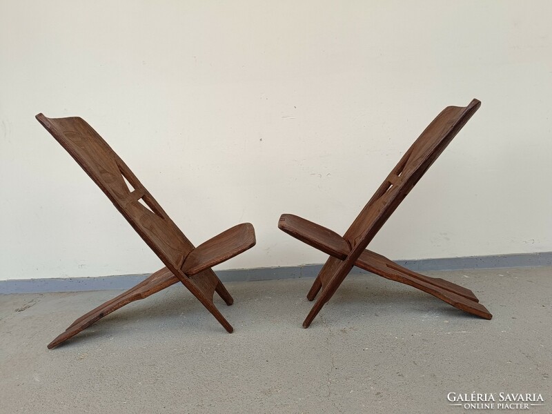 Antik afrikai bútor nehéz keményfa kinyitható szétszedhető szék A B 882 8558