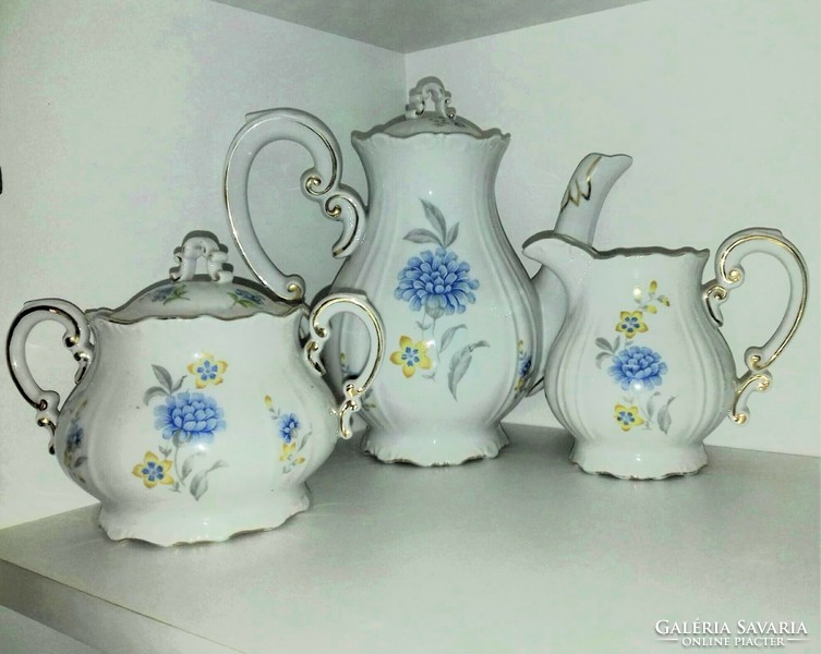 Über rare Zsolnay blue hydrangea coffee set