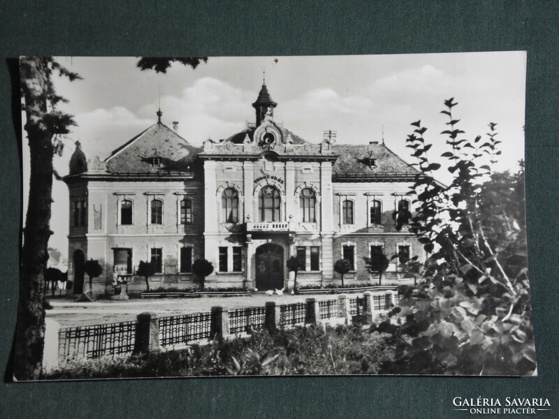 Postcard, tolna, detail of the council house view, 1950