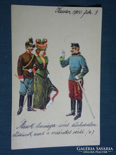 Képeslap,Postcard,Edgar Schmidt,artist,litho,katona,honvéd,huszár,egyenruha, 1900