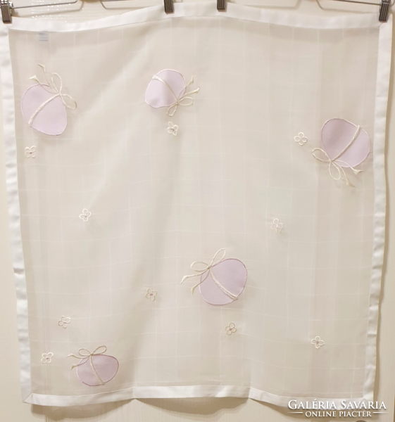 Easter white tablecloth with embroidered egg pattern 70x70