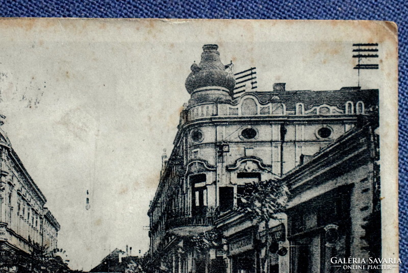 Pápa - Kossuth Lajos utca / üzletek  - antik fotó képeslap   1918