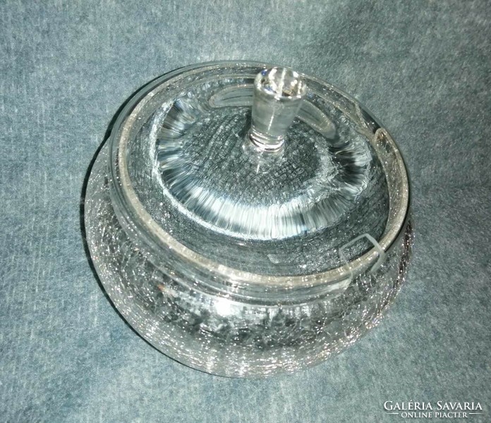 Veiled glass bowl with lid (a12)
