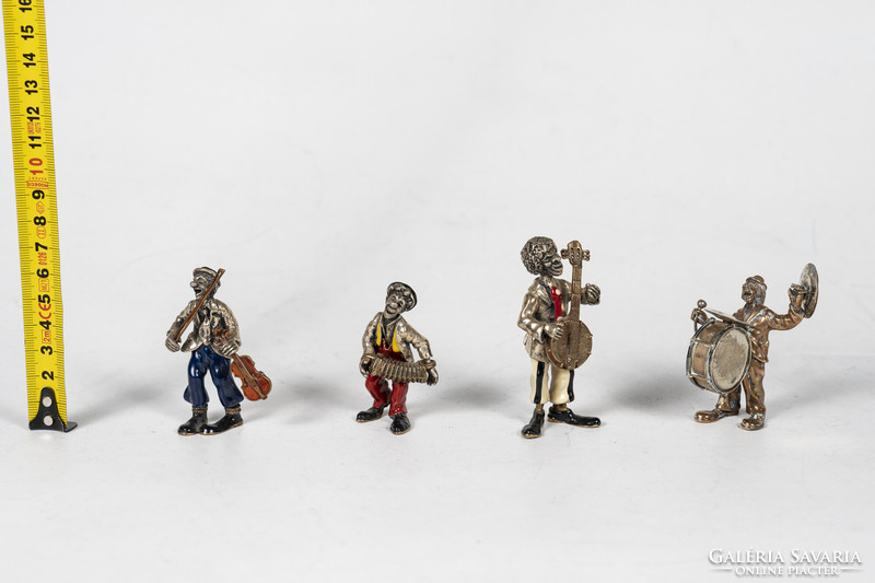 Ezüst miniatűr zenélő bohóc - hegedűvel