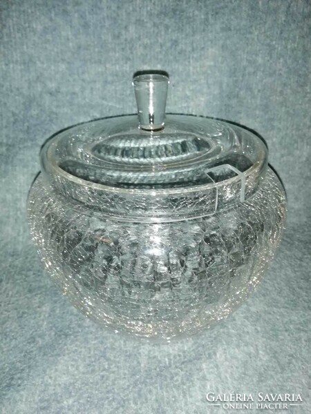 Veiled glass bowl with lid (a12)