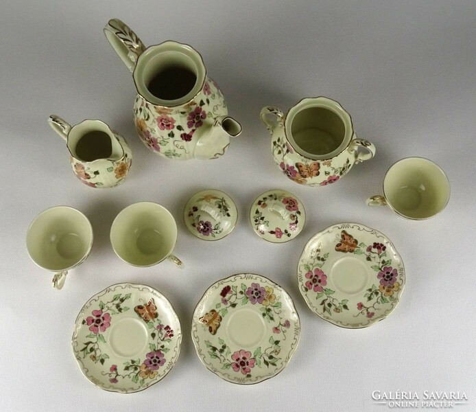 1Q848 butter colored butterfly Zsolnay porcelain coffee set