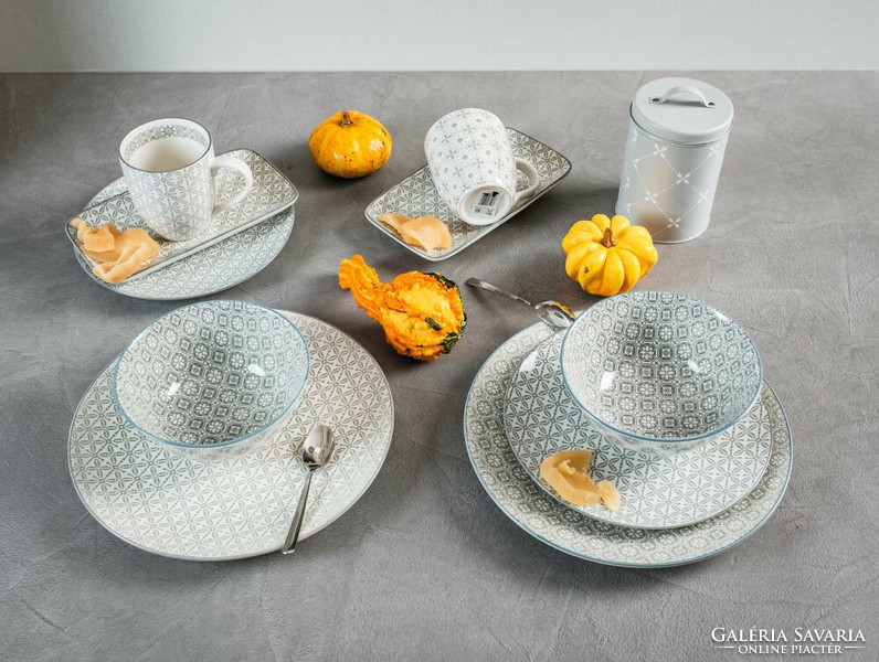 50 Shades of gray 10-piece modern design porcelain tableware for 2 people