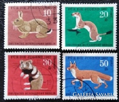 Bb299-302p / germany - berlin 1967 for youth : furry animals stamp set stamped