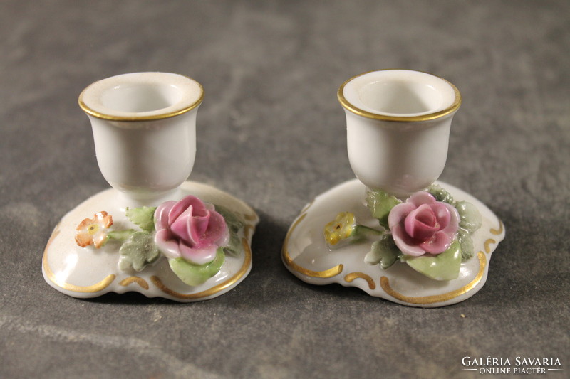 Pair of German porcelain candle holders 484