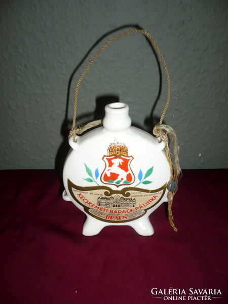 Porcelain Kecskemét brandy small boutique, braun brothers Kecskemét peach brandy bottle