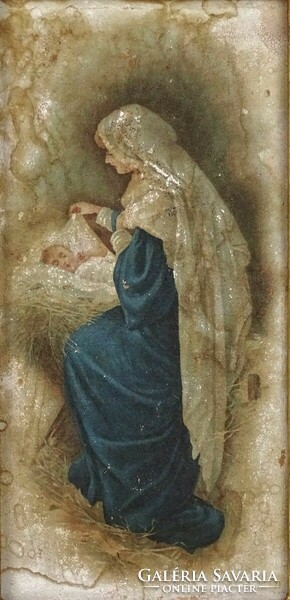 1Q799 Holy image of Mary dreaming of baby Jesus in a gold frame