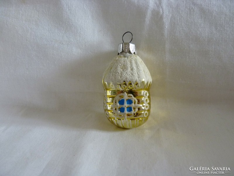 Old glass Christmas tree decoration - cottage!