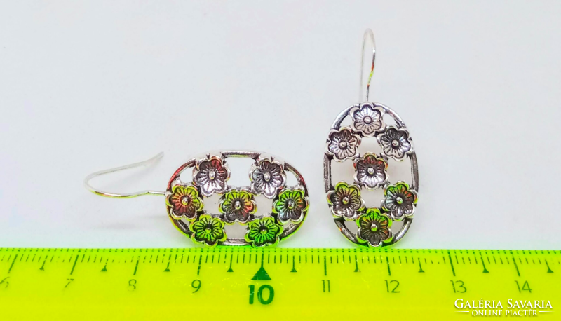 Filigree oval floral silver-plated earrings 49