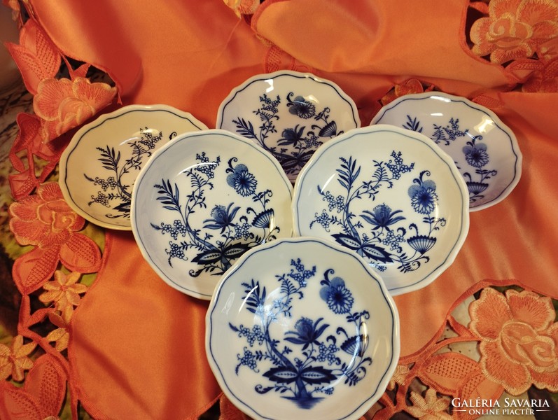 Beautiful German onion-patterned porcelain compote bowl, 6 pcs