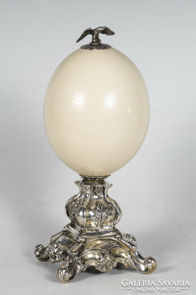 Silver antique Viennese ornament with ostrich egg