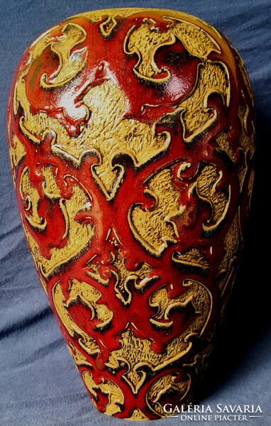 DT/392 – Ming Jia Art Pottery – Nagyméretű, különleges, többmázú keleti váza