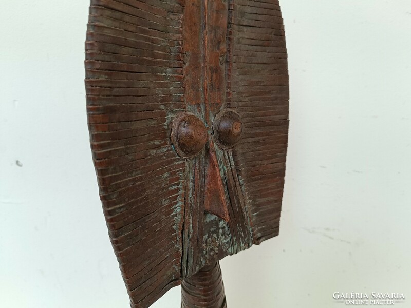 Antique African Mahongwe Kota ethnic group red copper wooden fetish mask sculpture grain 547 8539