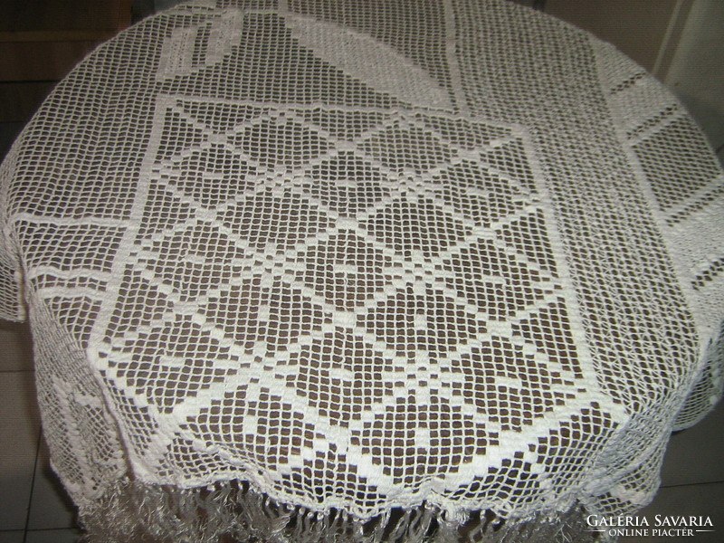 Beautiful antique white crochet lace curtain