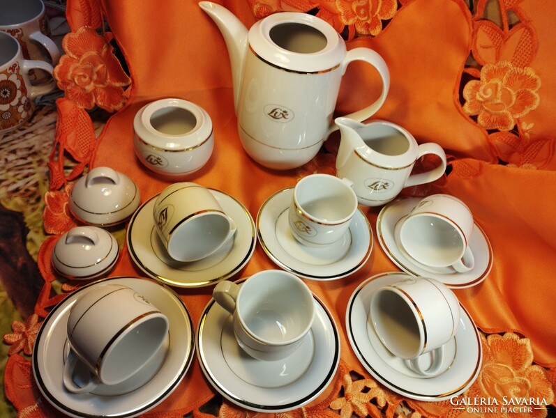 Beautiful lowland lux white - gold coffee set for 6 people