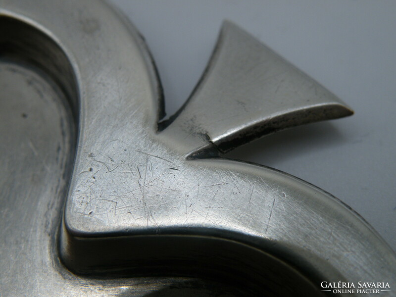 Uk00329 antique silver ashtray .935 Fine poker spade