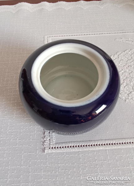 Sugar bowl, Hóllóháza, lid missing, cobalt blue. 12 X 7 cm