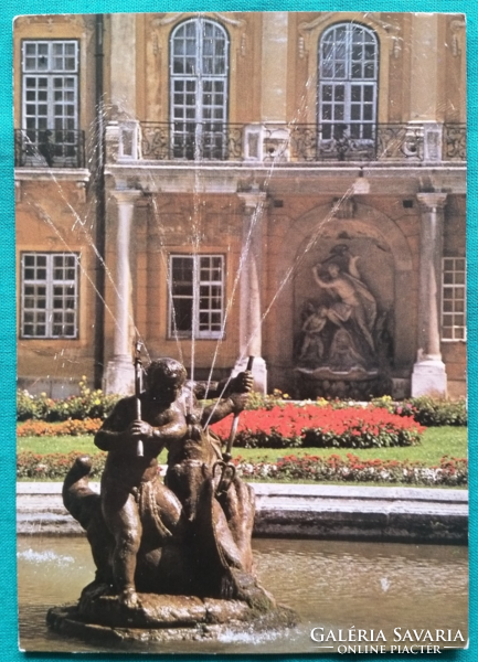 Fertőd Esterházy Castle, fountain, castle, used postcard for Ermevadasz