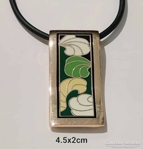 Fire enamel pendant with silicone chain!