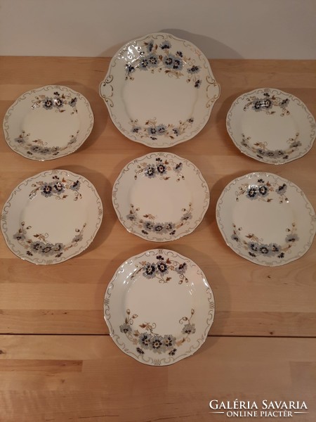 Cornflower zsolnay cake set for 6 people