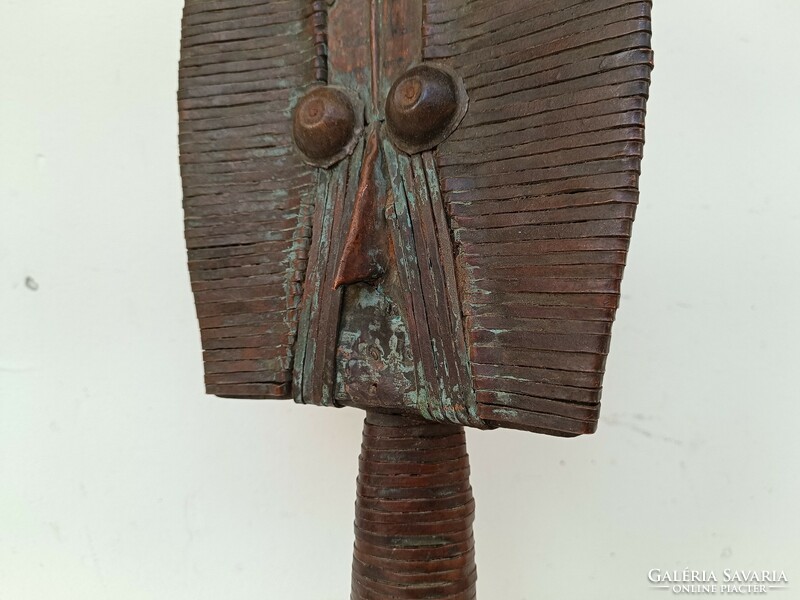 Antik afrikai Mahongwe Kota népcsoport vörösréz fa fétis maszk szobor Gabon 547 8539