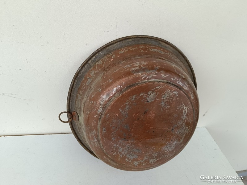 Antique kitchen tool red copper cauldron foam bathroom sink with traces of tin plating 922 8617