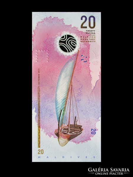 UNC - 20 RUFIYAA - MALDÍV SZIGETEK - 2015 (olvass!) Ablakos polieszter bankjegy!