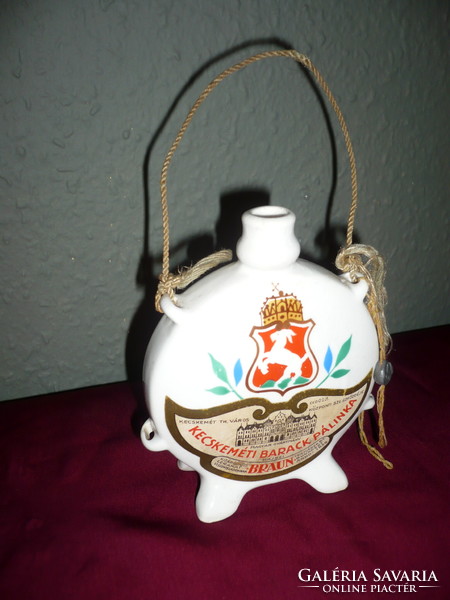 Porcelain Kecskemét brandy small boutique, braun brothers Kecskemét peach brandy bottle