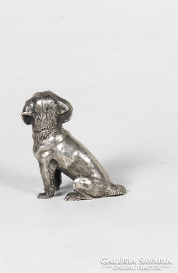 Silver miniature St. Bernard dog figure