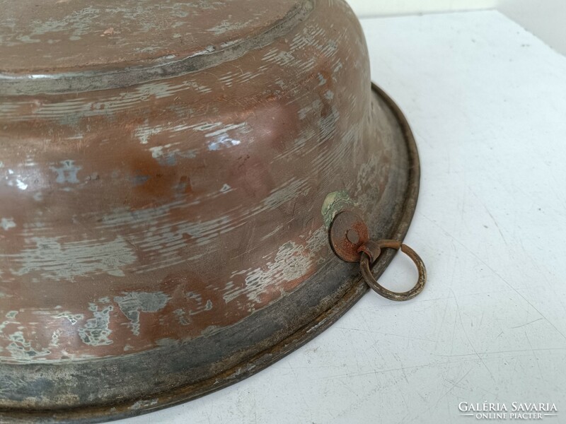 Antique kitchen tool red copper cauldron foam bathroom sink with traces of tin plating 922 8617