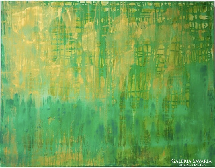Green reset 75x60cm abstract contemporary unique picture