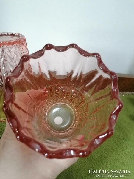 Pair of thick-walled pink glass vases