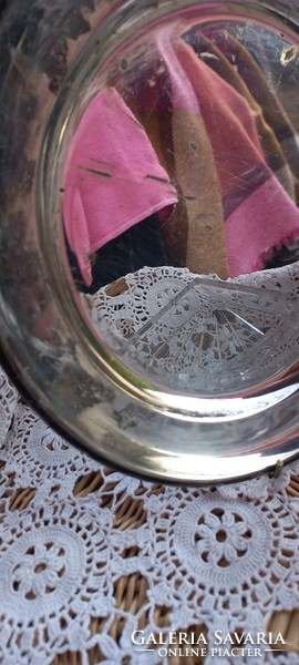 3-part glass offering with silver-plated tray
