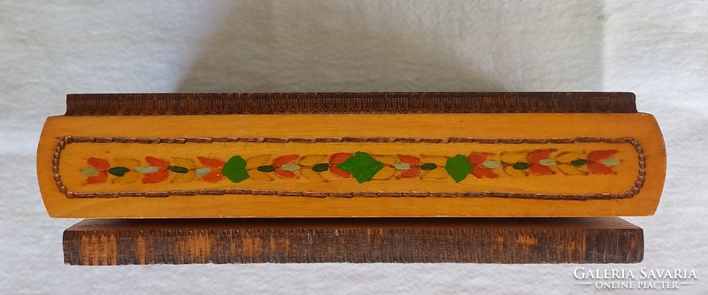 Painted and carved wooden box