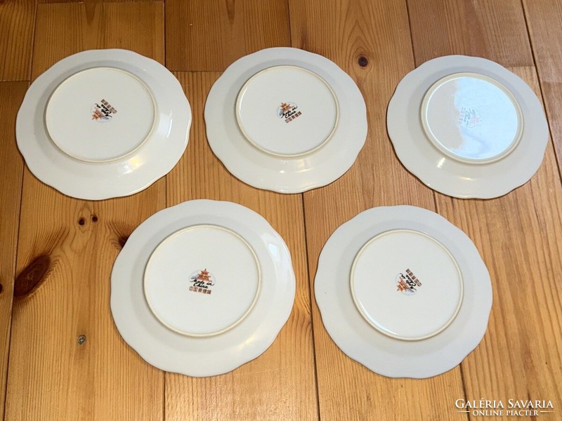 Chinese gold-edged porcelain small plate, 5 pieces together