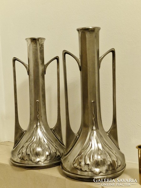 Unique and rare pair of ARGENTOR vases