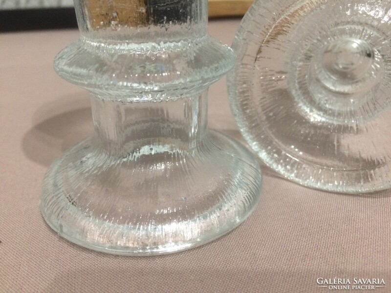 Finnish glass candle holder pair-littala manufacturer-timo sarpaneva design.